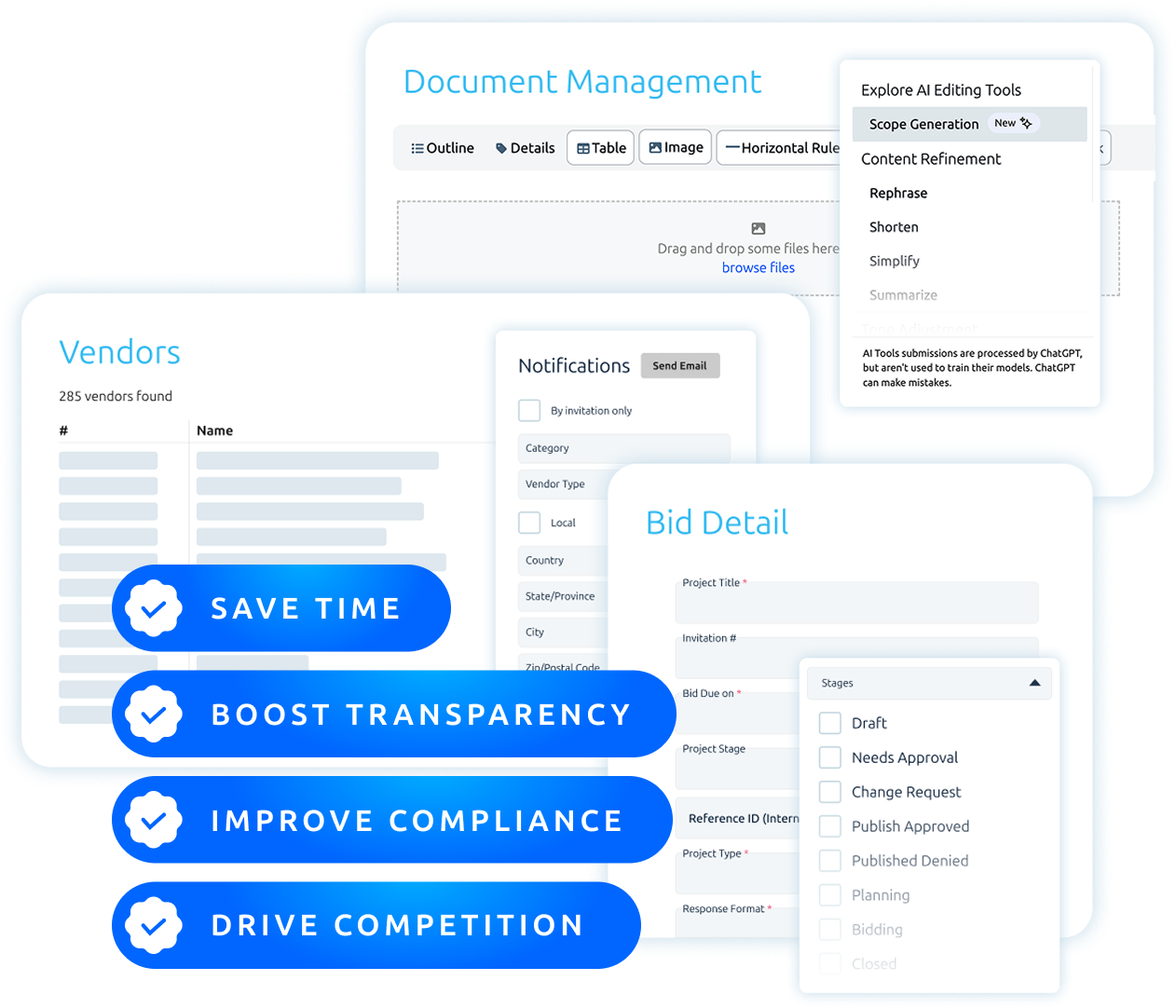Document Management - Vendors - Bid Detail app previews
