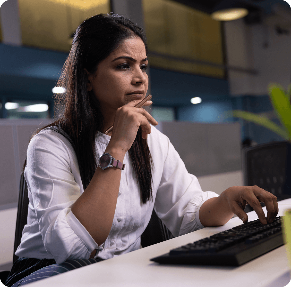 woman typing in a keyboard