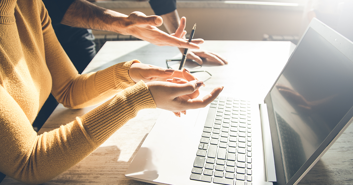 Hand over a keyboard